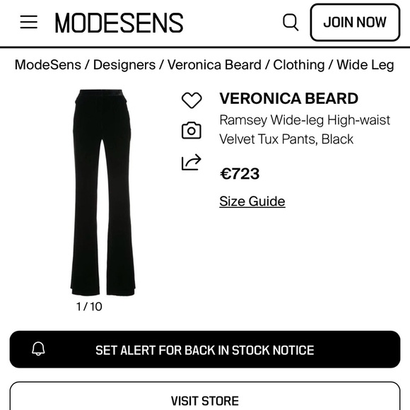 🪲 RARE Veronica Beard Ramsey Wide-leg High-waist Velvet Tux Pants, Black - Picture 5 of 15